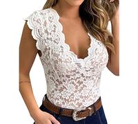 Women Shirt Sexy Lace Shirt See Through Casual Slim Fit Tops Plus Size Short Sleeve Deep V Neck Temperament Trim Plunging Neck Lace Lingerie Top Vest Size S 5XL Lingerie Robe Set for (White, XXXXXL)