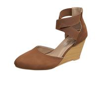 Women Shoe,Womens Running Shoes,Women's Classic Basic Closed Almond Toe Thick High Heels Slip On Comfy Shoes Casual Dress Comfort Soft Walking Shoes, Nude Size 4-16 M (Brown, 4)