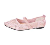 Women Shoes Breathable Lace Mesh Pointed Toe Flat Shoes for Casual Everyday Slip On Style with Comfortable Wide Fit Light Open Toe Design for Everyday Wear Pink