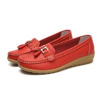 Women Shoes Lined Breathable Leather Summer Slip On Comfortable Work Hiking Shoes Leather High Shoes Women Wedding, red, 10 UK