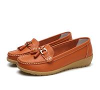 Women Shoes Lined Breathable Leather Summer Slip On Comfortable Work Hiking Shoes Leather High Shoes Women Wedding, orange, 9 UK
