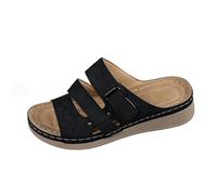 Women Shoes Lined Wedge Sandals for Women Heel Sandals Open Toe Hollow Out Breathable Lightweight Orthopedic Beach Sandals Shoes Women Boat Shoes, black, 9 UK