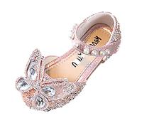 Women Shoes Size 35 Dance Shoes Rhinestone Butterfly Shape Sequins Pearl Hook Loop First Walking Shoes Baby, pink, 12 UK Child
