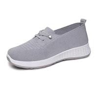 Women Shoes Slip On Casual Shoes Fashion Flat Sole Chunky Platform Loafers Comfortable Breathable Everyday Walking Grey