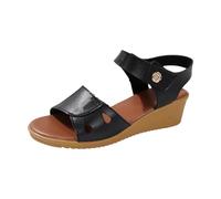 Women Shoes Sneaker 39 Casual Side Hollow Belt Buckle Flat Bottom Roman Shoes Summer Sandals for Women Fashion Women Sandals Camp Women Shoes, black, 7 UK