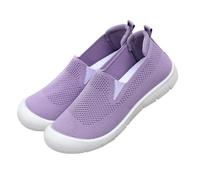 Women Shoes Spring Breathable Comfortable Mothers' Shoes One Foot Stirrup Soft Bottom Walking Shoes Hundred Casual Shoes Womens Wide Fit Trainers Size 5 (Purple, 40)