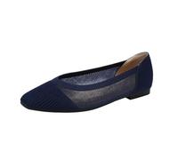 Women Shoes Summer Knit Mesh Hollow Flat Shoes Female(Blue,5UK)
