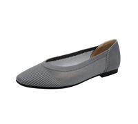 Women Shoes Summer Knit Mesh Hollow Flat Shoes Female(Grey,7.5UK)
