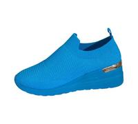 Women Shoes Thick Sole Solid Color Increases Breathability Large Size Flying Woven Lightweight Casual Shoes, blue, 6 UK