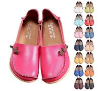 Women Shoes Wide Fit Flat Women's Leather Shoes Comfortable Casual Footwear Soft Sole Walking Shoe Low Top Mum Footwear Non Slip Home Flats Classic Foldable Soft Leathers Ladies Shoe Size 5 Yellow