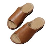 women shoes,womens wedge sandals,Foreign Trade Style Black Sole Thick Slippers With And Lightweight Design For With Cool Drag Patterns Casual Summer Wide Width (Brown, 7)