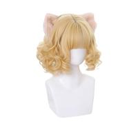 Women Short Curly Wig Natural Curly Wig with Bang Sweet Lolita Princess Wig Heat Resistant Wig for Daily Party (Golden)