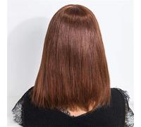 Women Short Human Hair Wigs Brown Straight Bob Hair With Bangs Real Lace Inside Hair Wigs 200 10inches#M433