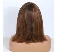 Women Short Human Hair Wigs Brown Straight Bob Hair With Bangs Real Lace Inside Hair Wigs 200 8inches#P430