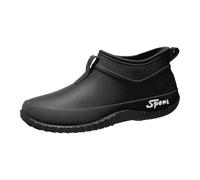 Women Short Rain Boots Waterproof Slip-Resistant Non-Slip Wear-Resistant Thick Bottom Wellies For Kitchen/Garden/Puddle Walking Lightweight Comfortable Water Shoes Ladies Outdoor (Black,5.5)