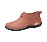 Women Short Rain Boots Waterproof Slip-Resistant Non-Slip Wear-Resistant Thick Bottom Wellies For Kitchen/Garden/Puddle Walking Lightweight Comfortable Water Shoes Ladies Outdoor (Brown,5)