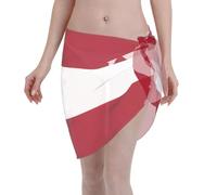 Women Short Sarongs Beach Wrap - Flag of Latvia Print Summer Bikini Cover Up Swimsuit Sheer Chiffon Skirt