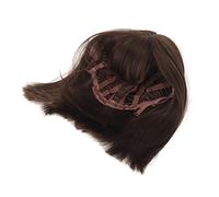 Women Short Straight Wig, Brown Adjustable Buckle High Temperature Synthetic Hair Short Black Straight Wig with Hair Bangs for Everyday Wear and Special Occasions