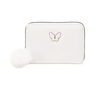 Women Short Wallet Spring And Summer New Pattern Butterfly Decoration Multi Layered Practical Zipper Plush Card Bag Cowboys Wallet with Chain for Men (White, One Size)