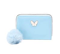 Women Short Wallet Spring And Summer New Pattern Butterfly Decoration Multi Layered Practical Zipper Plush Card Bag Designer Mens Wallet (Blue, One Size)