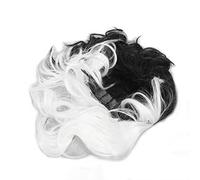 Women Short Wavy Wig - Fashion Half Black Half White Hair Toupee for Stylish Ladies - Synthetic High Temperature Hair for Cosplay Party