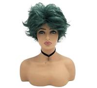 Women Short Wig Synthetic Straight Slightly Curly Hair Fluffy Haircut Daily Use Wig Length 16Inch