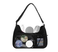 Women Shoulder Bag Adjustable PU Leather Pouch with Transparent Panel | Black Shoulder Bag for Daily Commuting Work Office Date Outdoor Park Walking Cycling