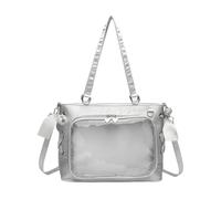 Women Shoulder Bag Fashion Handbag Dating Bag Clear Messengers Casual Crossbody Tie Bows Itabag Tie Bows Crossbody Lovely Itabag with Clear Window Shoulder School