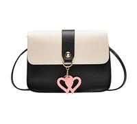 Women Shoulder Bag Fashionable Heart Shaped Pendant New Pattern Practical Buckle And Adjustable Shoulder Strap Messenger Bag over The Shoulder Bags for Women (Black, One Size)