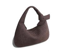 Women Shoulder Bag, Woven Tote Bag Large Handbag Vegan Suede Bag for Women, Slouchy Hobo Travel Work Daily Bag - Coffee