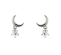 Women Silver Earrings, 100% Sterling Silver Silver Minimalist Bling Zircon Crystal Fine Jewelry Stud Earrings For Women Wedding Engagement Party Gift jewelry