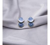 Women Silver Earrings, 925 Silver Needle Geometric Stud Earrings Personality Retro Haze Blue Ear Stud Square Earring Fashion Jewelry Fcb969 Pr49 Gifts For Girlfriend, Wife, Sister, Daughter, Mother On