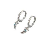 Women Silver Earrings, 925 Sterling Silver Blue Micro Zircon Horn Crescent Hoop Earrings For Women Style Jewelry S-E1458 Gifts For Girlfriend, Wife, Sister, Daughter, Mother On Birthday/Valentine'S D