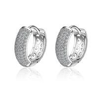 Women Silver Earrings, 925 Sterling Silver Hoop Huggie Rhinestone Men Earrings Bow Star Leaf Butterfly Heart Crystal Geometry Charming Modern Gifts For Girlfriend, Wife, Sister, Daughter, Mother On B