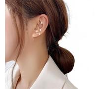 Women Silver Earrings, Crystal Cubic Zirconia Stud Earrings For Women Ear Wrap Crawler Geometric Lightning Pearl Piercing Hook Earrings Jewelry Gifts For Girlfriend, Wife, Sister, Daughter, Mother On