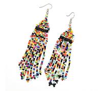 Women Silver Earrings, Fashion Colorful Seed Beads Tassel Drop Earrings For Women Red Blue Long Dangle Earring Brinco Bohemia Statement Jewelry Gifts For Girlfriend, Wife, Sister, Daughter, Mother On