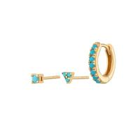 Women Silver Earrings, Genuine 925 Sterling Silver Vintage Earring Bohemia Bling Turquoise Piercing Stud Earrings For Women Girls Lovers' Charm Gifts