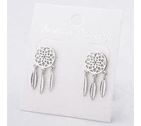 Women Silver Earrings, Simple Drop Earrings Hollow Dream Catcher Leaf Feather Ear Stud Bohemia Style Stud Earrings For Women Dkb013 Pr49 Gifts For Girlfriend, Wife, Sister, Daughter, Mother On Birthda