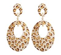 Women Silver Earrings, Trendy Geometric Acetic Acid Tortoiseshell Women Leopard Acrylic Drop Earrings Hyperbole Minimalist Lady Jewelry Bincos Gifts for Girlfriend, Wife, Sister, Daughter, Mother on