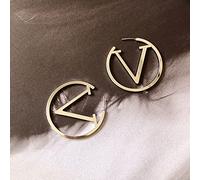 Women Silver Earrings, Trendy Golden Metal Geometric Letter V Hiphop Exaggeration Big Round Drop Earrings For Women Girls Jewelry Gift Gifts For Girlfriend, Wife, Sister, Daughter, Mother On Birthday/