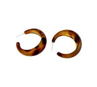 Women Silver Earrings, Trendy Retro Translucent Matte Resin Simple C-Shaped Multicolor Leopard Print Hoop Earrings For Women Jewelry Gifts For Girlfriend, Wife, Sister, Daughter, Mother On Birthday/Va