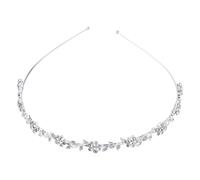 Women Silver Rhinestone Flower Tiara Headband for Wedding Events | Classic Alloy Finish, Bridal Engagement Wear, Crystal Leaf Accents, Elegant Accessory for Special Occasions