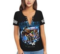 Women Singer Simon Music Paul T Shirt Deep V Neck tee Shirt Short Sleeve Sexy Tops Low Cut Cleavage Summer Casual Basic Button Top Tees