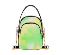 Women Single Shoulder Purse Quilted Chain Strap Cell Phone Handbag Pastel Ladies Tote Crossbody Satchel Watercolor Pastel Green Yellow