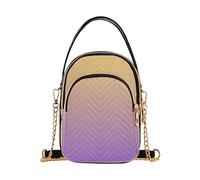 Women Single Shoulder Purse Quilted Chain Wallet Cell Phone Purse Pastel Crossbody Clutch Zipper Tote Yellow Amethyst Gradient Ombre