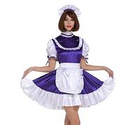 Women Sissy Maid Frilly Purple Lockable Dress Crossdress (XXL)