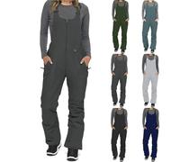 Women Ski Bib Pants Windproof Snowborad Overalls Thermal Insulation Adjustable Strap Romper Suspender Dungarees Women's Ski Bib Insulated Waterproof Overalls Pockets Winter Outdoor Snow Pants