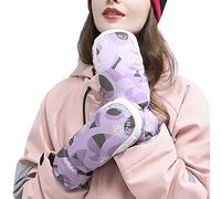 Women Ski Gloves with Hidden Five Fingers & Detachable Wrist Strap Waterproof Snowboard Mittens Fleece Lined Gloves Insulated Motorcycle Gloves Warm Gloves with Adjustable Cuffs for Outdoor Sports