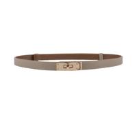 Women Skinny Leather Belt Classic Solid Color Alloy Turn Lock Ladies Adjustable Leather Belts For Dresses Jeans Pants Coat (Khaki/Gold)