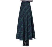 Women Skirts Plaid Ruffled Maxi Skirt Holiday High-Rise Waist Long Skirt Renaissance Skirt Elastic Waist A-Line Long Skirts Cosplay Vintage Pleated Flared Skater Knee Length Midi Swing Dress Party
